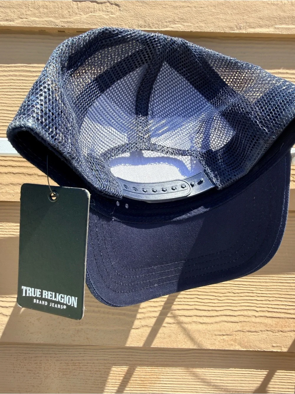 True Religion Navy Blue Logo Baseball Cap with Crystal Chain